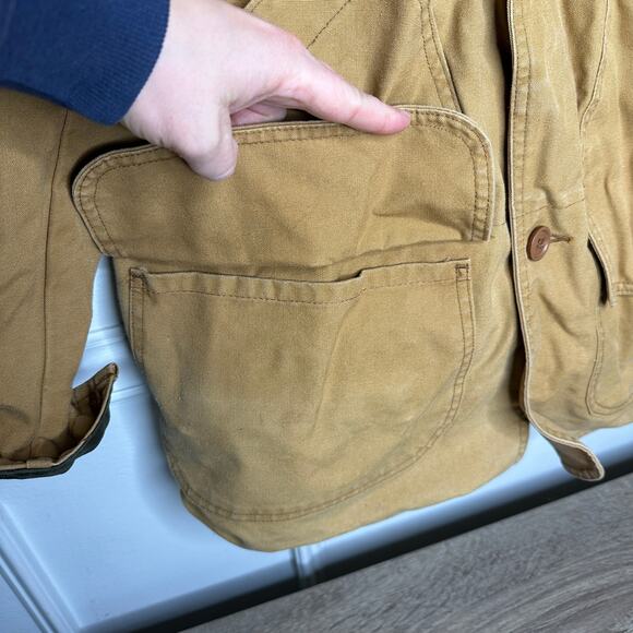 Vintage L.L. Bean Saddle Canvas Chore Coat Mens M Hunting Jacket with Mud Flaps - Picture 2 of 13
